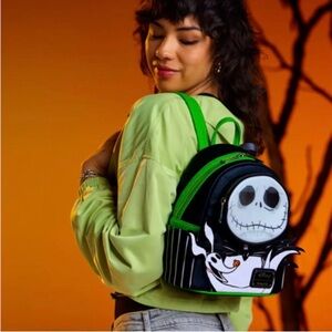 Loungefly Black and Neon Green Jack Skellington Backpack